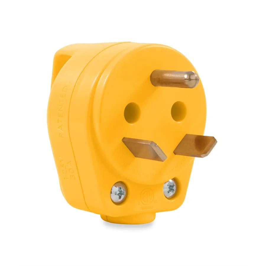 55283 – CAMCO Power Cord Plug End, Replacement Plug For Power Grip Power Cords 30 Amp TT-30P With Plug Head Handle Ye...